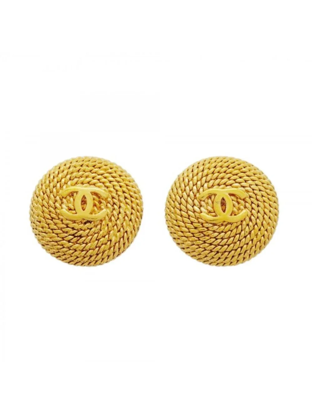 Chanel Earrings Vintage CC Logo Round